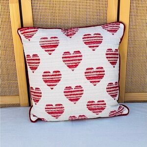 Valentine Beige with Red Hearts Pillow - Large